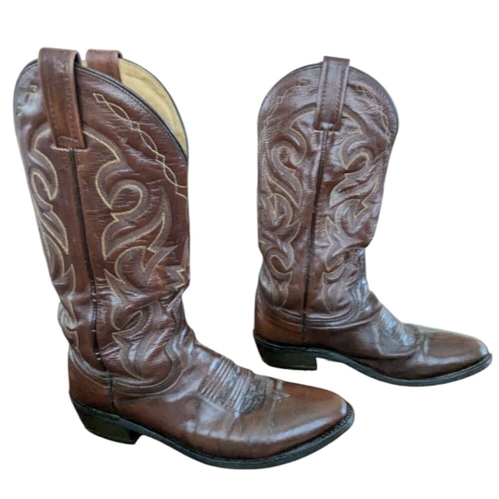 Vintage Dan Post Men's Brown Leather Western Boots - Size 8.5 D - Picture 4 of 16